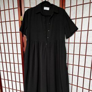 ASOS DESIGN Black Short Sleeve Wide Leg Jumpsuit - Minimalist Button-Front One-P